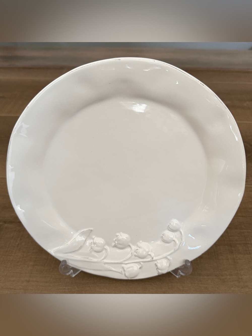 ANTHROPOLOGIE Katerina Dinner Plate‎ Lily of the Valley Ivory Stoneware 10.5”
